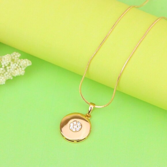 "Rose Gold Round Pendant with Center CZ Stones – Elegant Finish, XPPT1203 - Picture 12 of 13